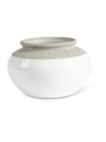 K & K Interiors White and Natural Stone Ceramic Pot Small