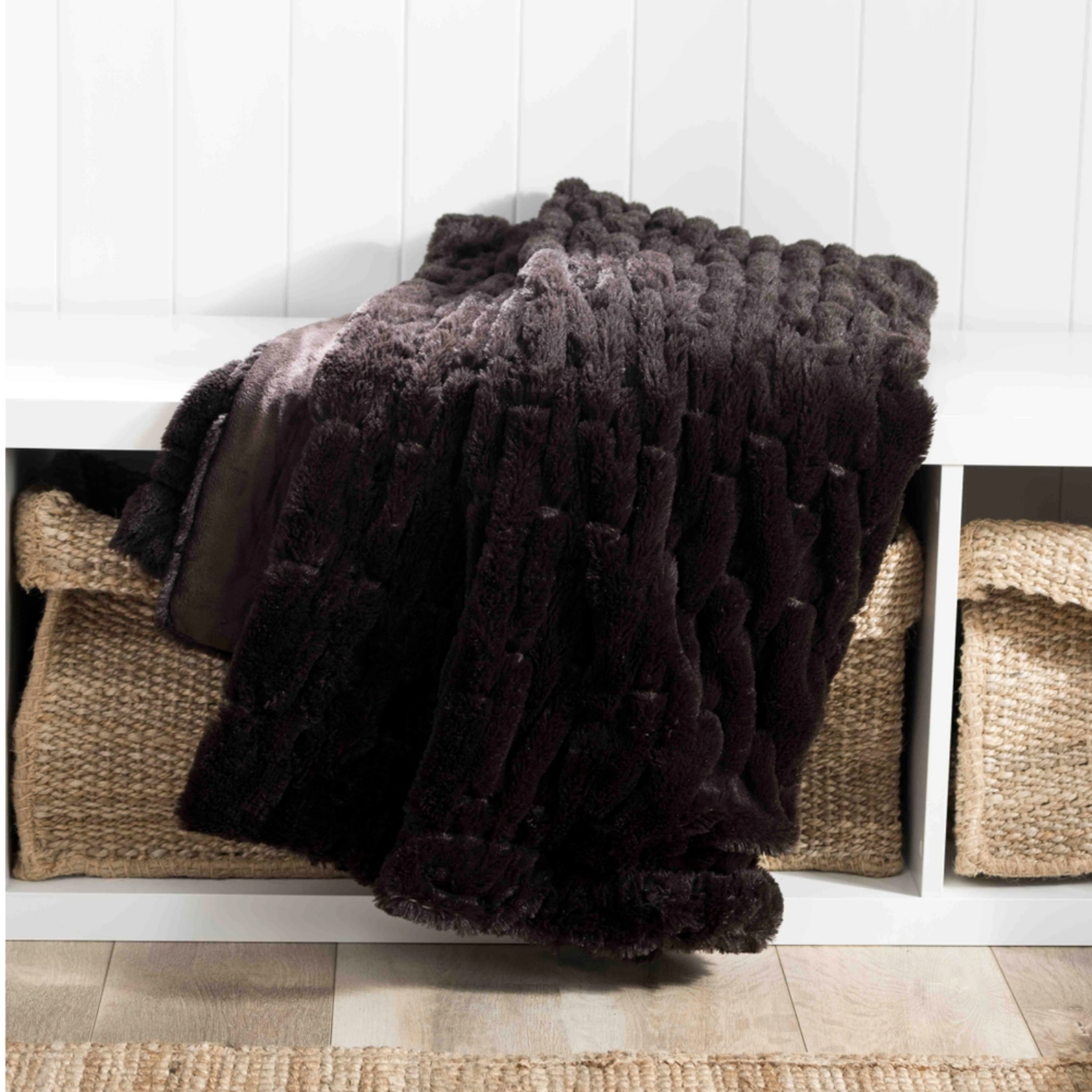 Peking Handicraft Chocolate Faux Fur Throw