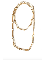 LJ Sonder Fall Long Hammered Paperclip Chain Necklace 34"