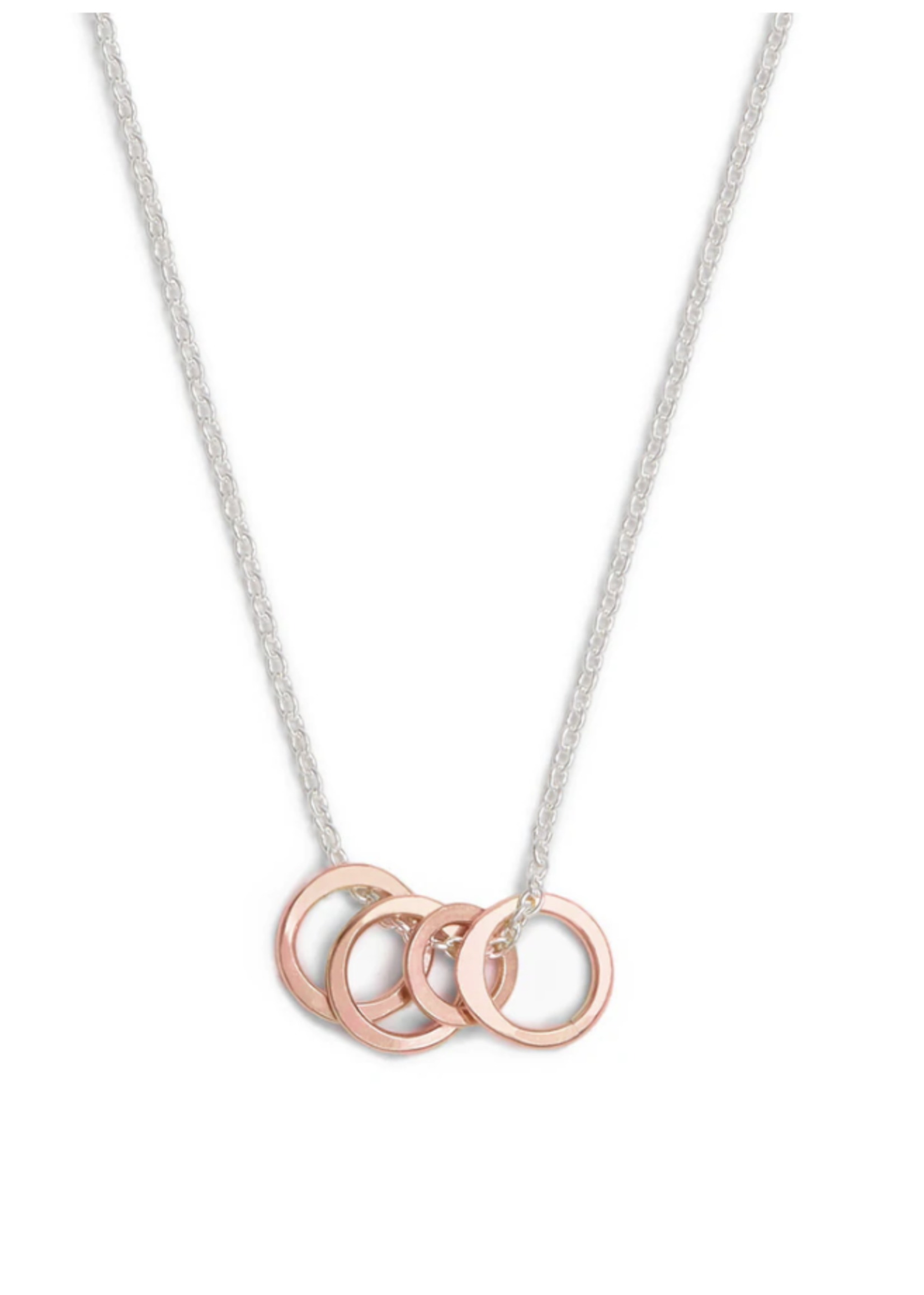 Freshie & Zero Rose Pink Cluster Necklace, Four Tiny Circles, 16"