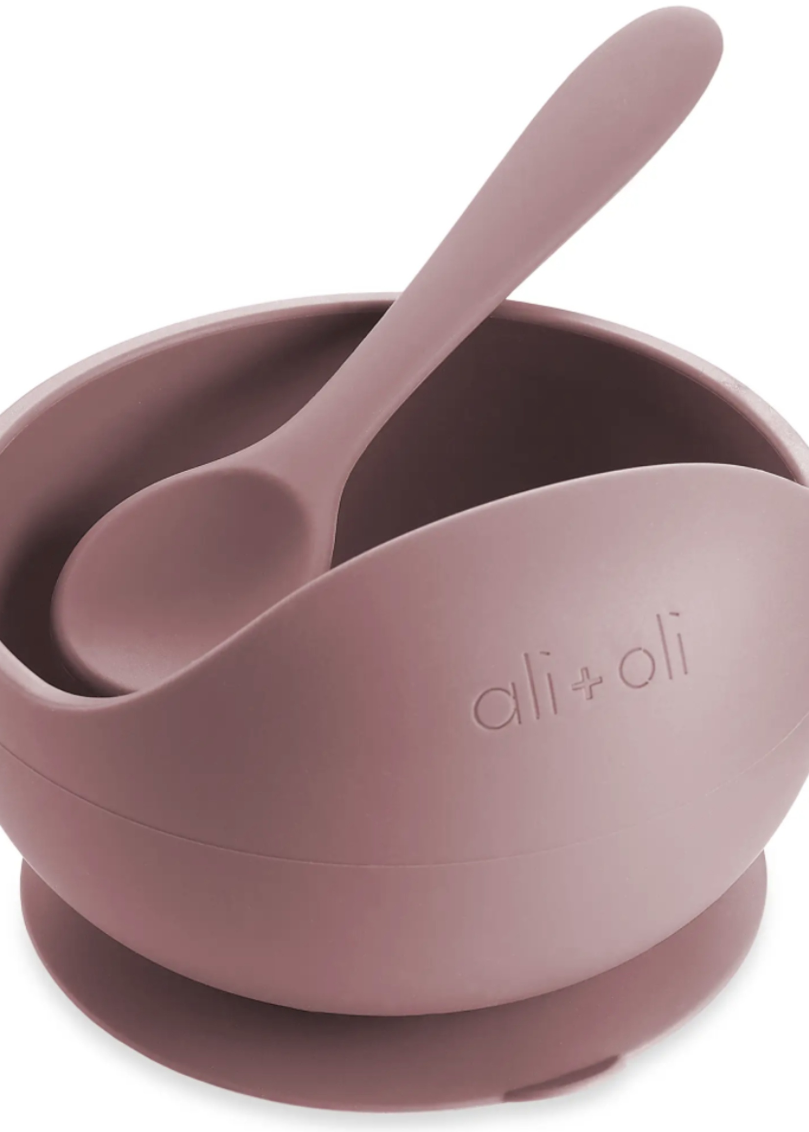 Ali + Oli Ali + Oli Silicone Suction Bowl & Spoon Set (mauve)