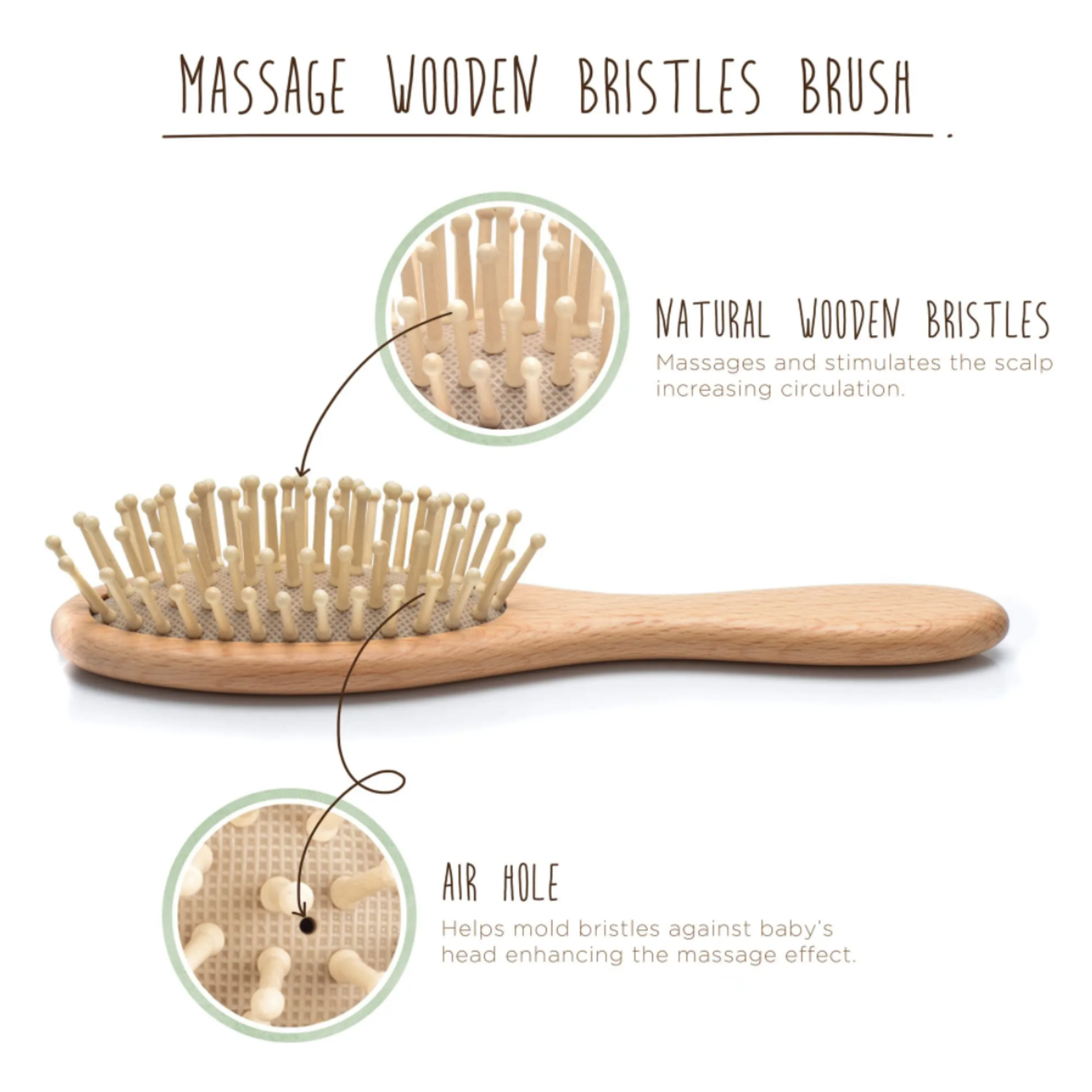 Fephas Wooden Baby Hair Brush Set