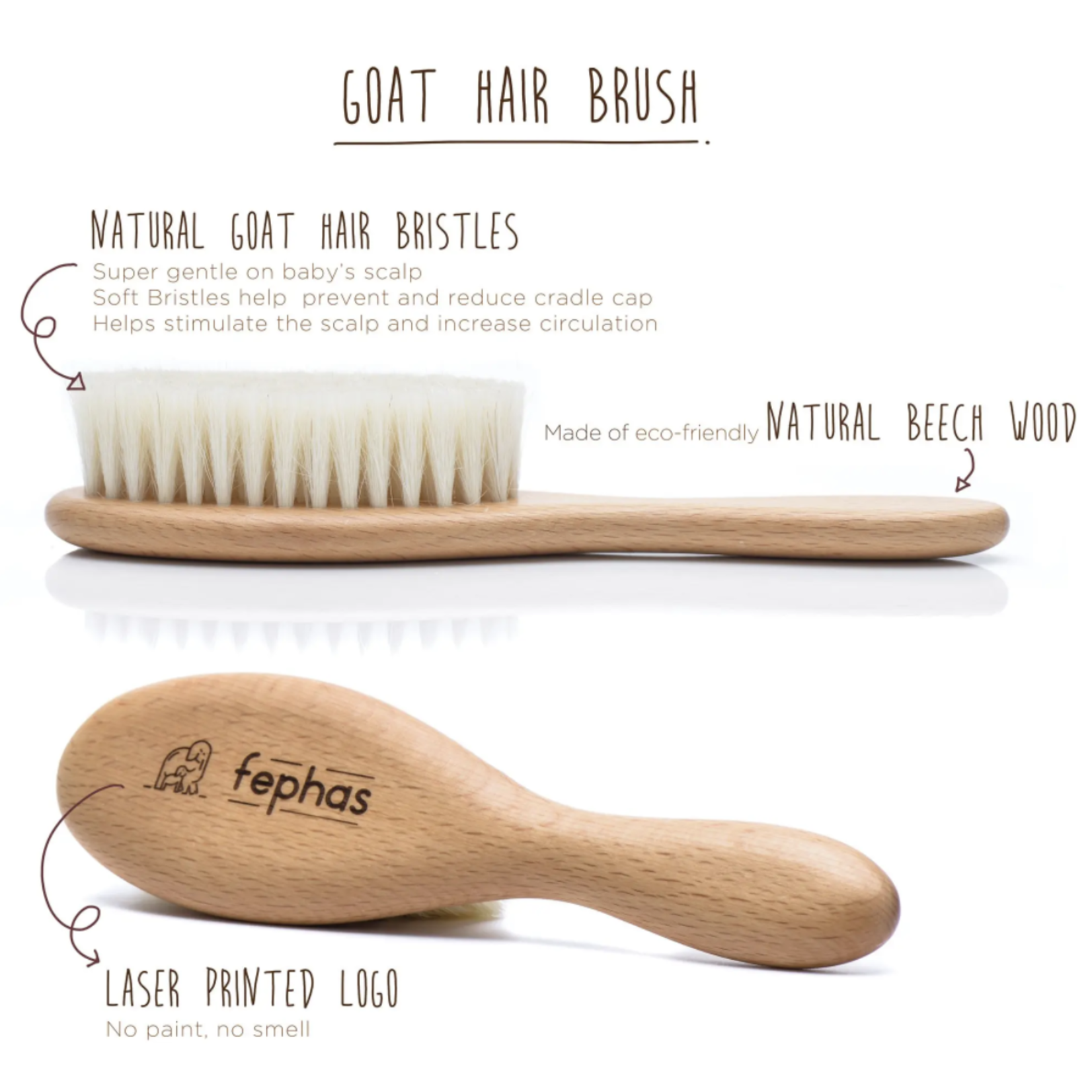 Fephas Wooden Baby Hair Brush Set