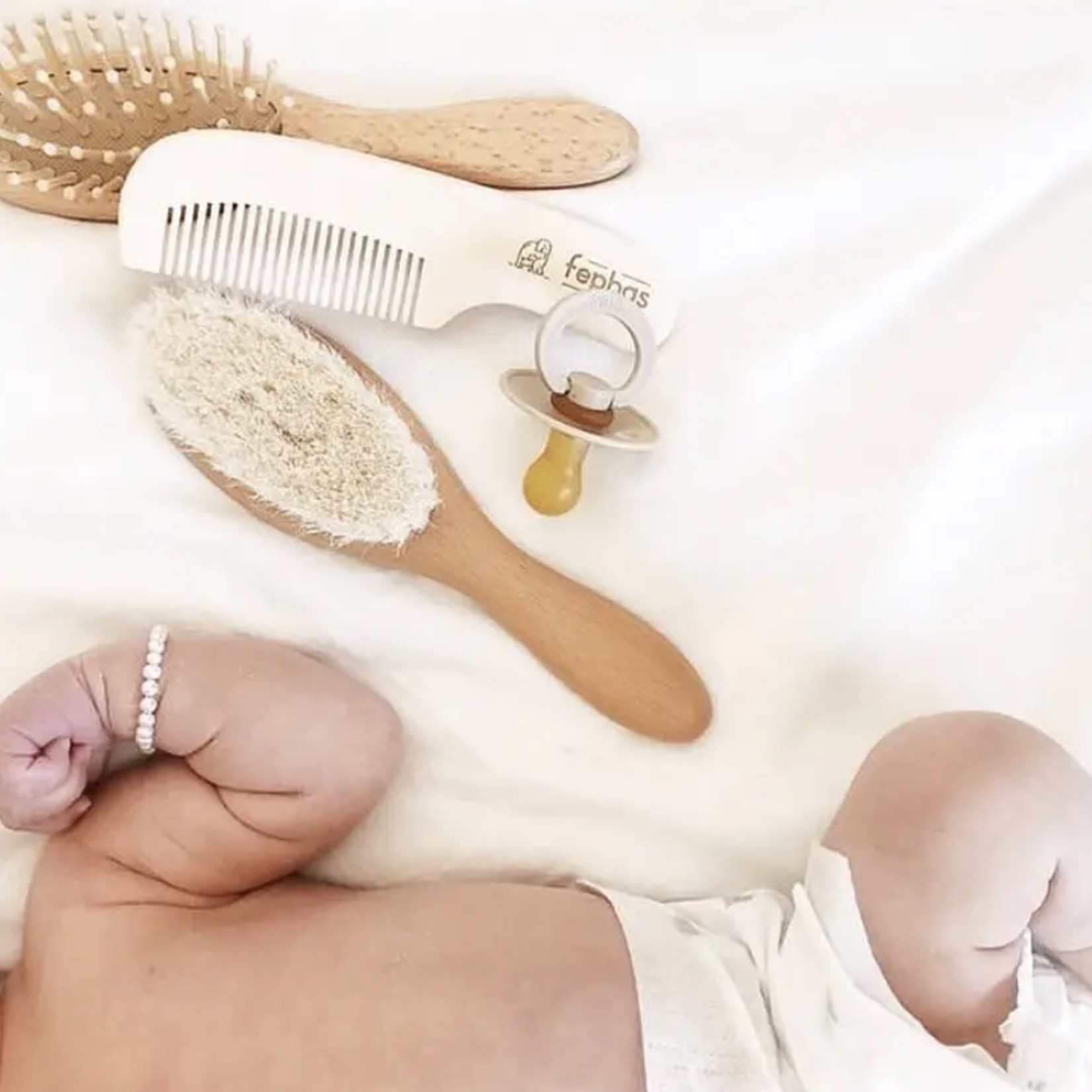 Fephas Wooden Baby Hair Brush Set