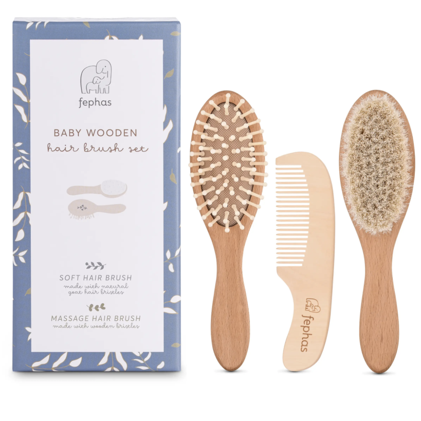 Fephas Wooden Baby Hair Brush Set