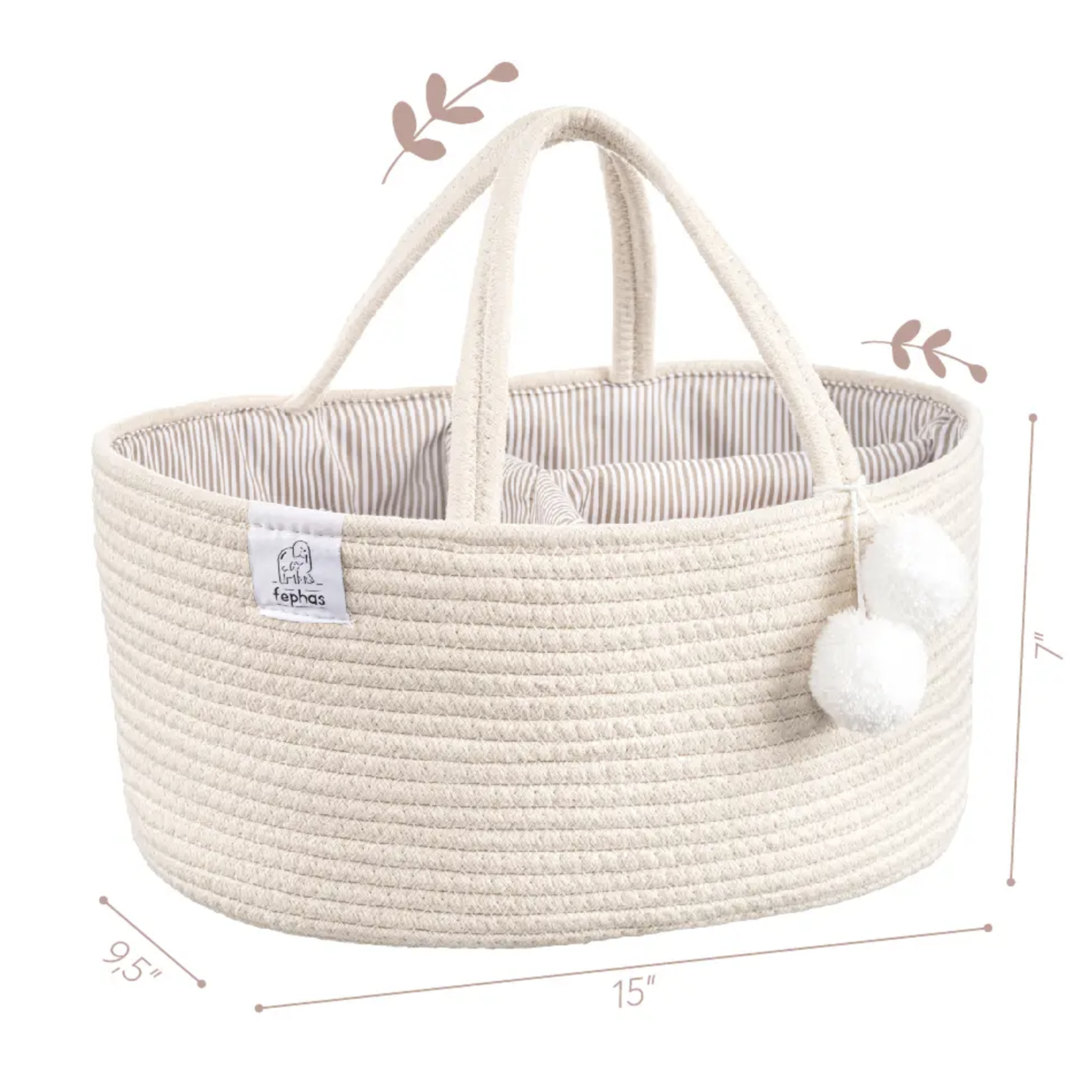 Fephas Cotton Rope Diaper Caddy - Beige