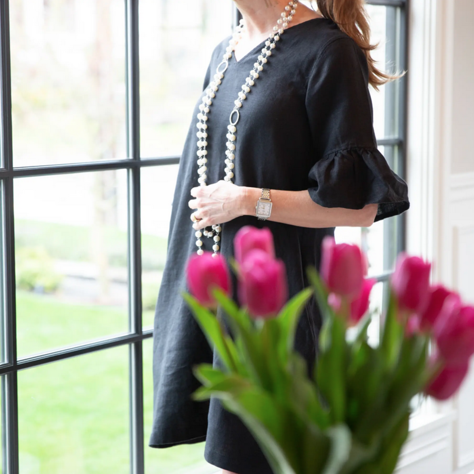 Crown Linen Designs Bethany Dress Black / XL