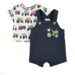 Mud Pie Tractor Overall Set 9 month