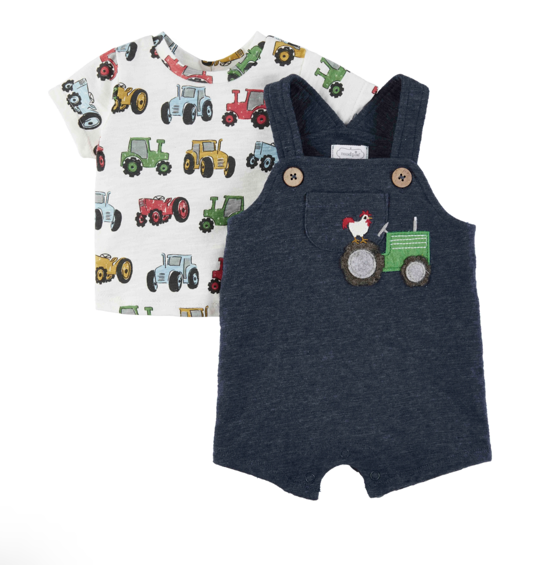 Mud Pie Tractor Overall Set 9 month - Oak & Willow