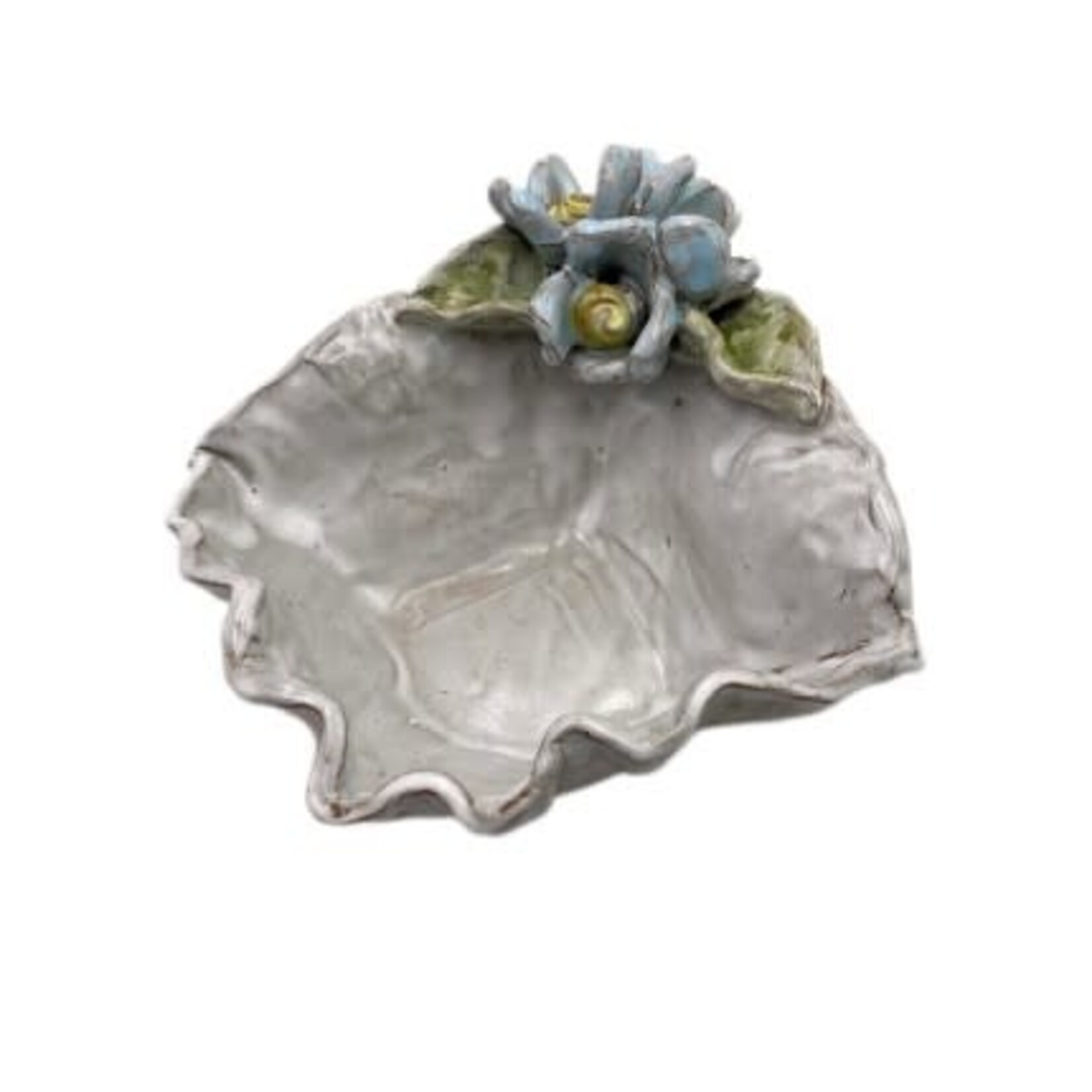 Dixie Pottery Corner Dip Bowl Blue Flowers