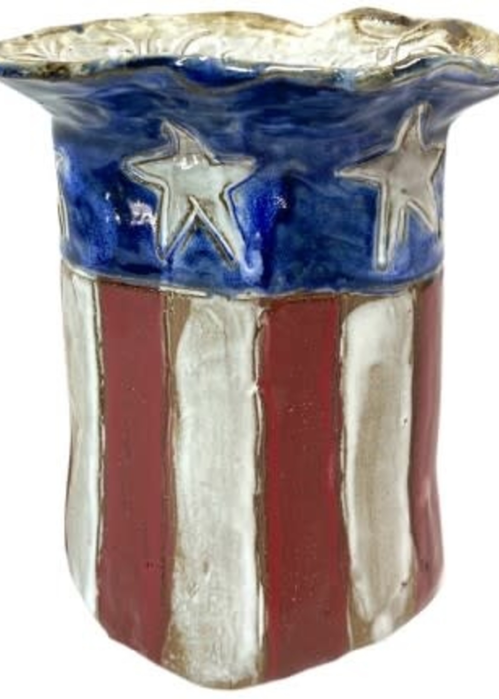 Dixie Pottery Flag Vase 7" x 6"