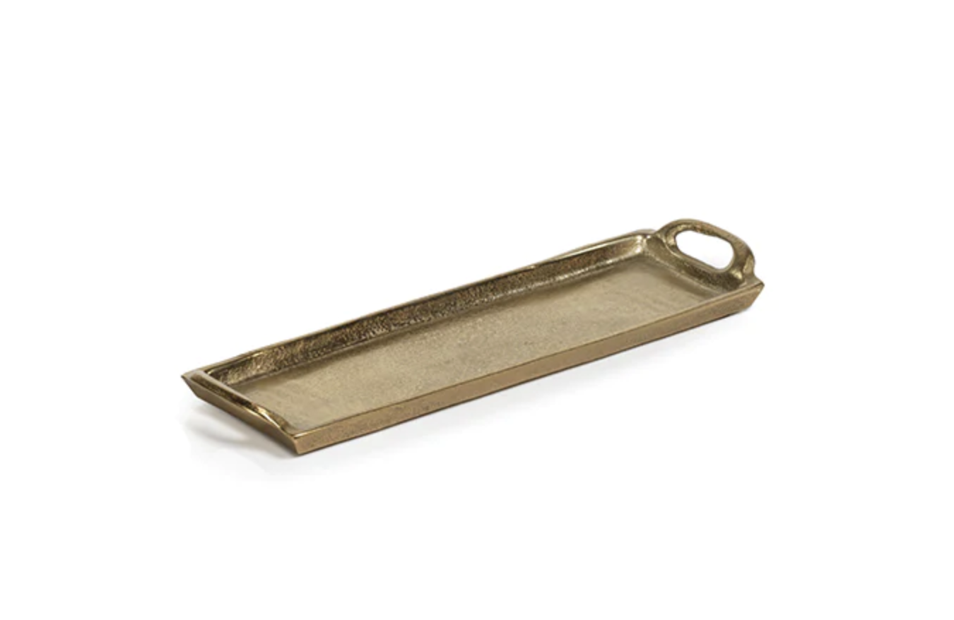 Zodax Rectangular Aluminum Tray Dark Gold Small Oak & Willow