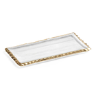 Zodax Clear Textured Rectangular Tray w Jagged Gold Rim - Small