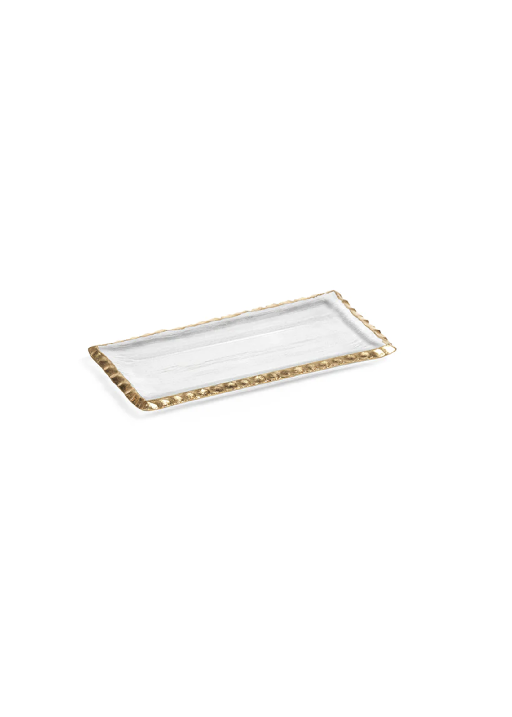 Zodax Clear Textured Rectangular Tray w Jagged Gold Rim - Small