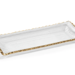 Zodax Clear Textured Rectangular Tray with Jagged Gold Rim - Medium