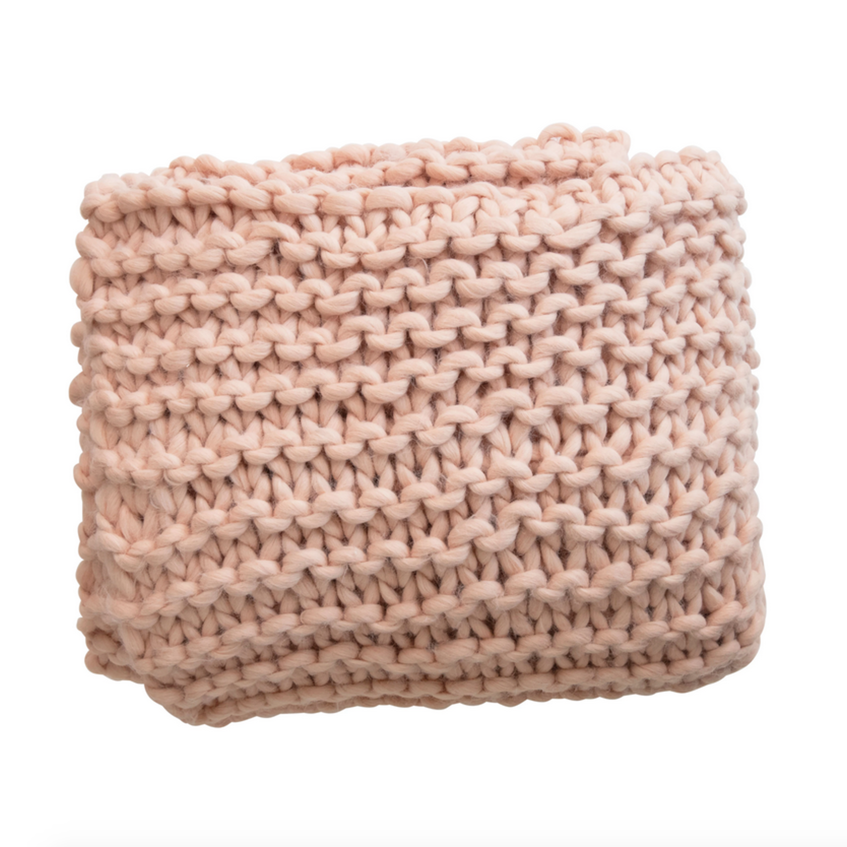 Creative Co-Op Chunky Knit Blanket Blush Pink