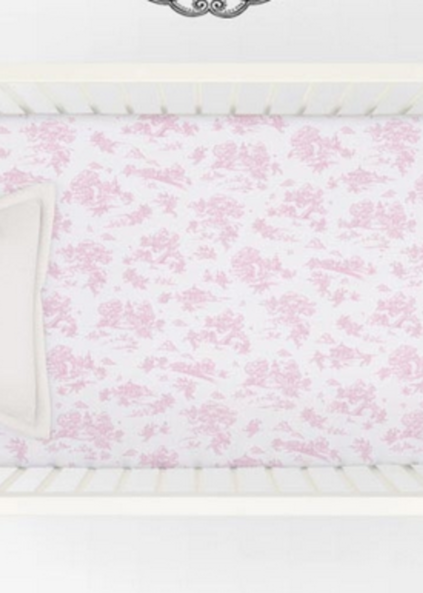 Maison Nola Baby Toile Crib Fitted Sheet Pink