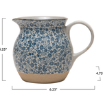 Creative Co-Op Blue and White Stoneware Jug 6.25"