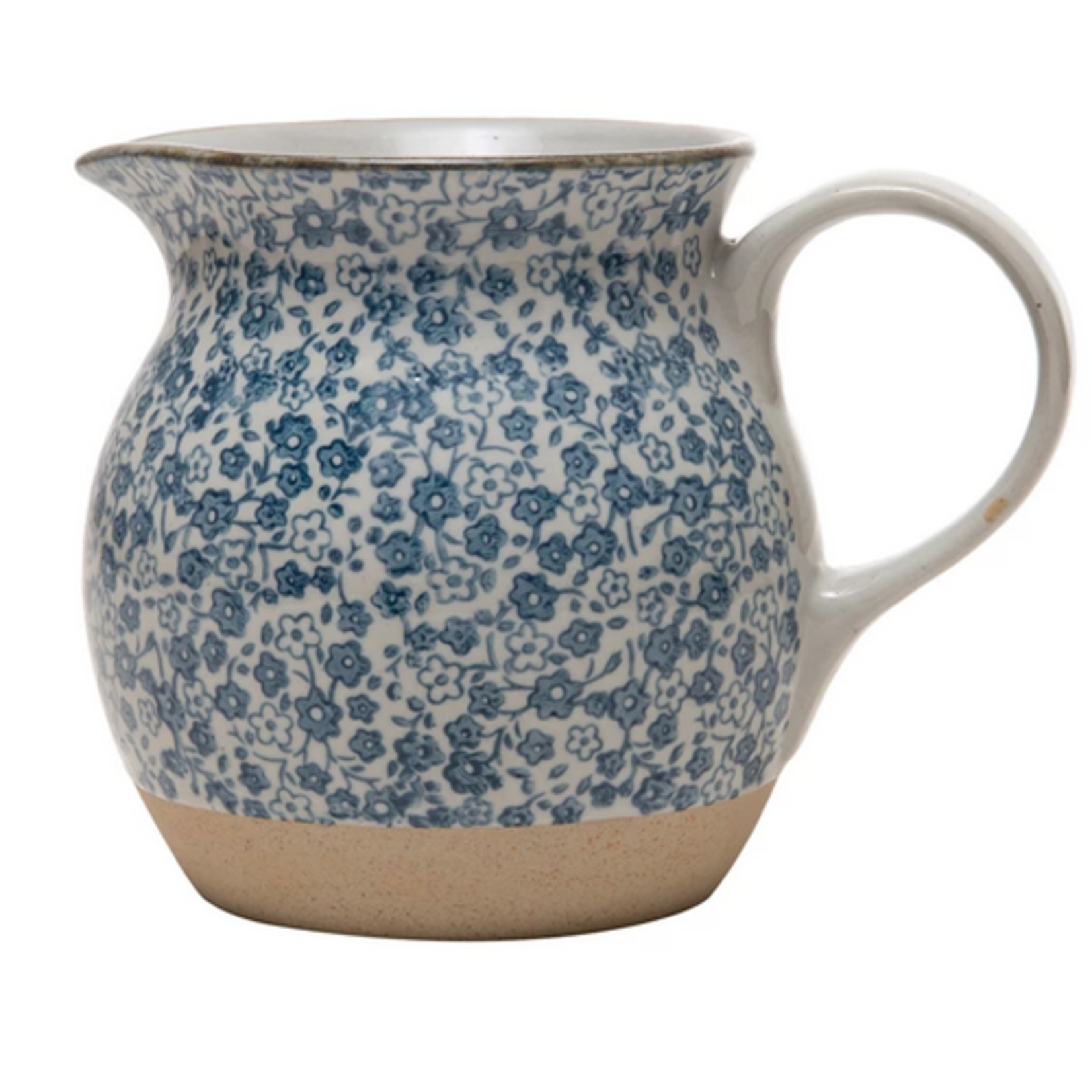 Creative Co-Op Blue and White Stoneware Jug 6.25"