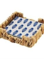 Mud Pie Leaf Blue Indigo Napkin Basket
