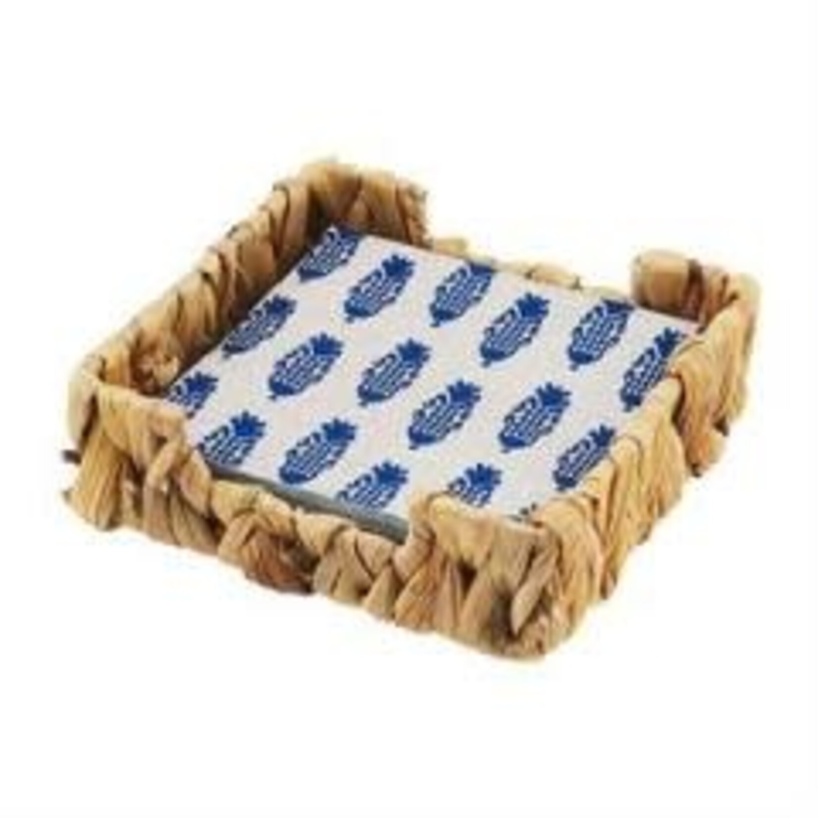 Mud Pie Leaf Blue Indigo Napkin Basket