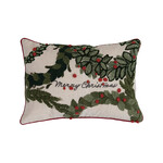 Creative Co-Op Cotton Pillow with Wreaths, Red Piping