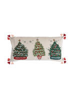 Creative Co-Op Cotton Lumbar Pillows with Christmas Trees, Embroidery