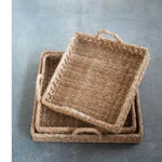 Creative Co-Op Square Water Hyacinth Tray - Medium