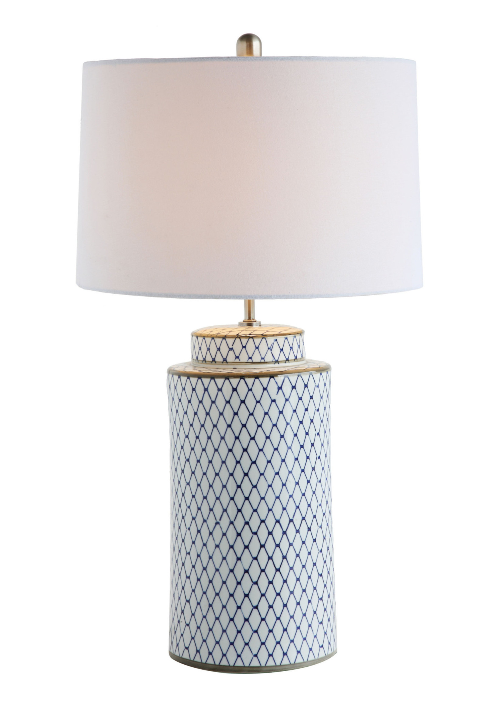 Creative Co-Op Blue and White Ceramic Lamp