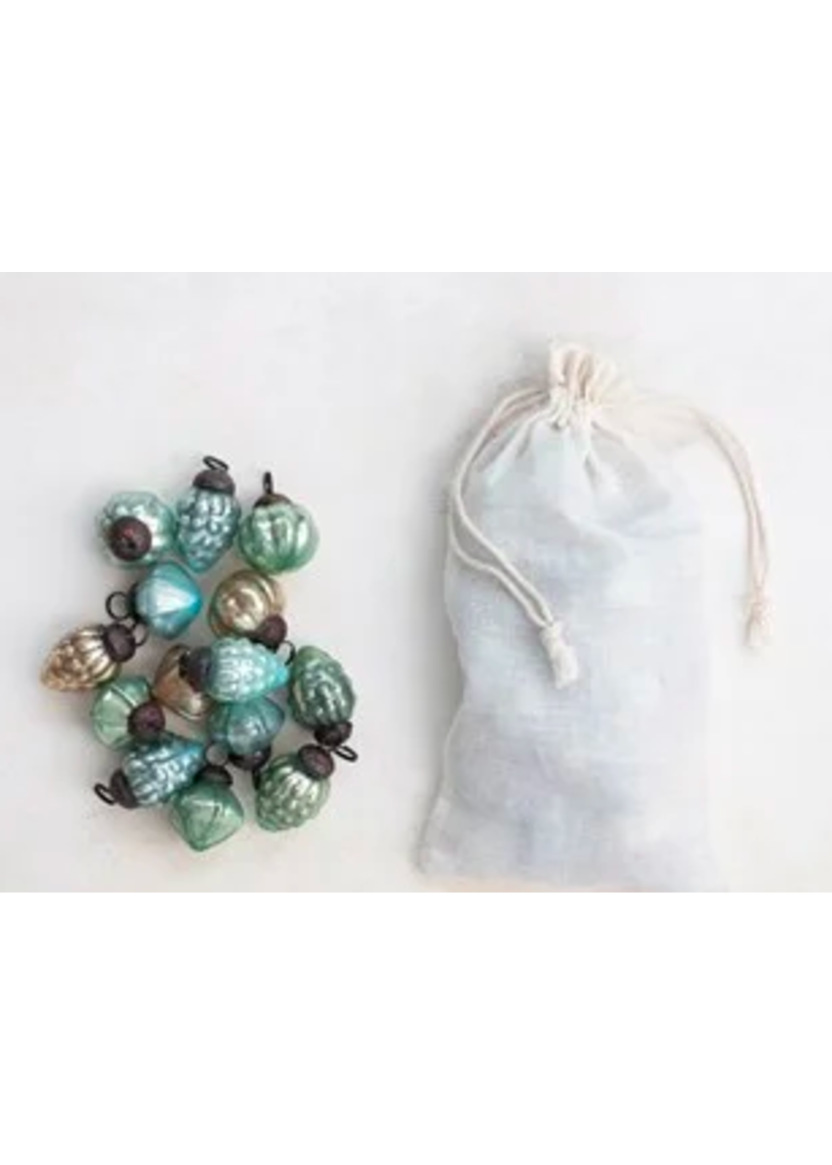 Creative Co-Op Bag of 36 1" Mercury Glass Ornaments Beige/Green/Blue