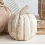 Creative Co-Op Hand Carved Paulownia Wood  Pumpkin 4.5"