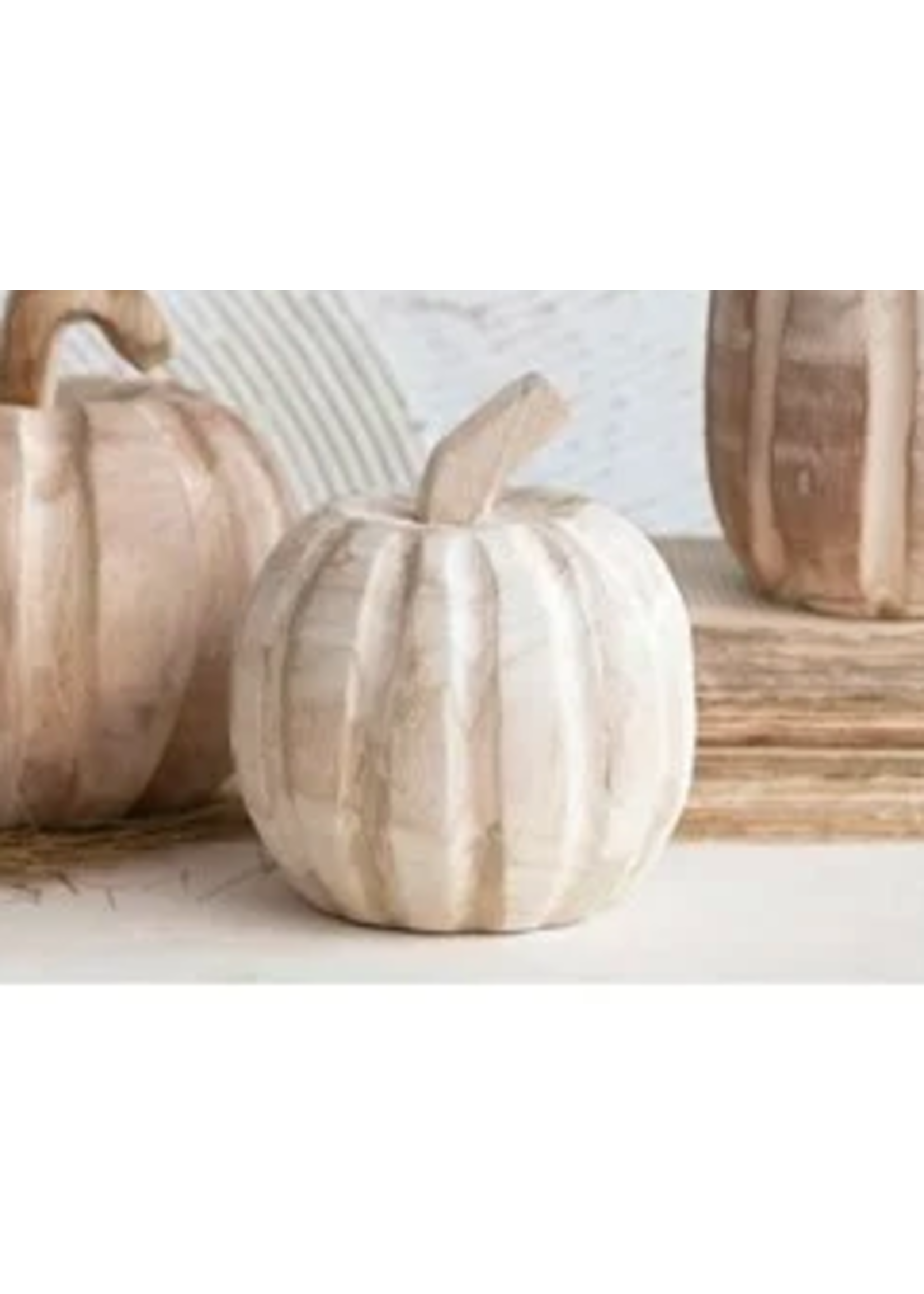 Creative Co-Op Hand Carved Paulownia Wood  Pumpkin 4.5"