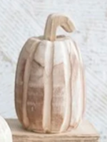 Creative Co-Op Hand Carved Paulownia Wood Pumpkin 7"