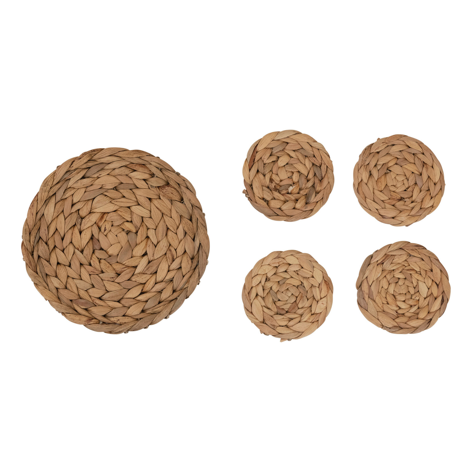 Creative Co-Op Water Hyacinth Set of 4 Round Coasters