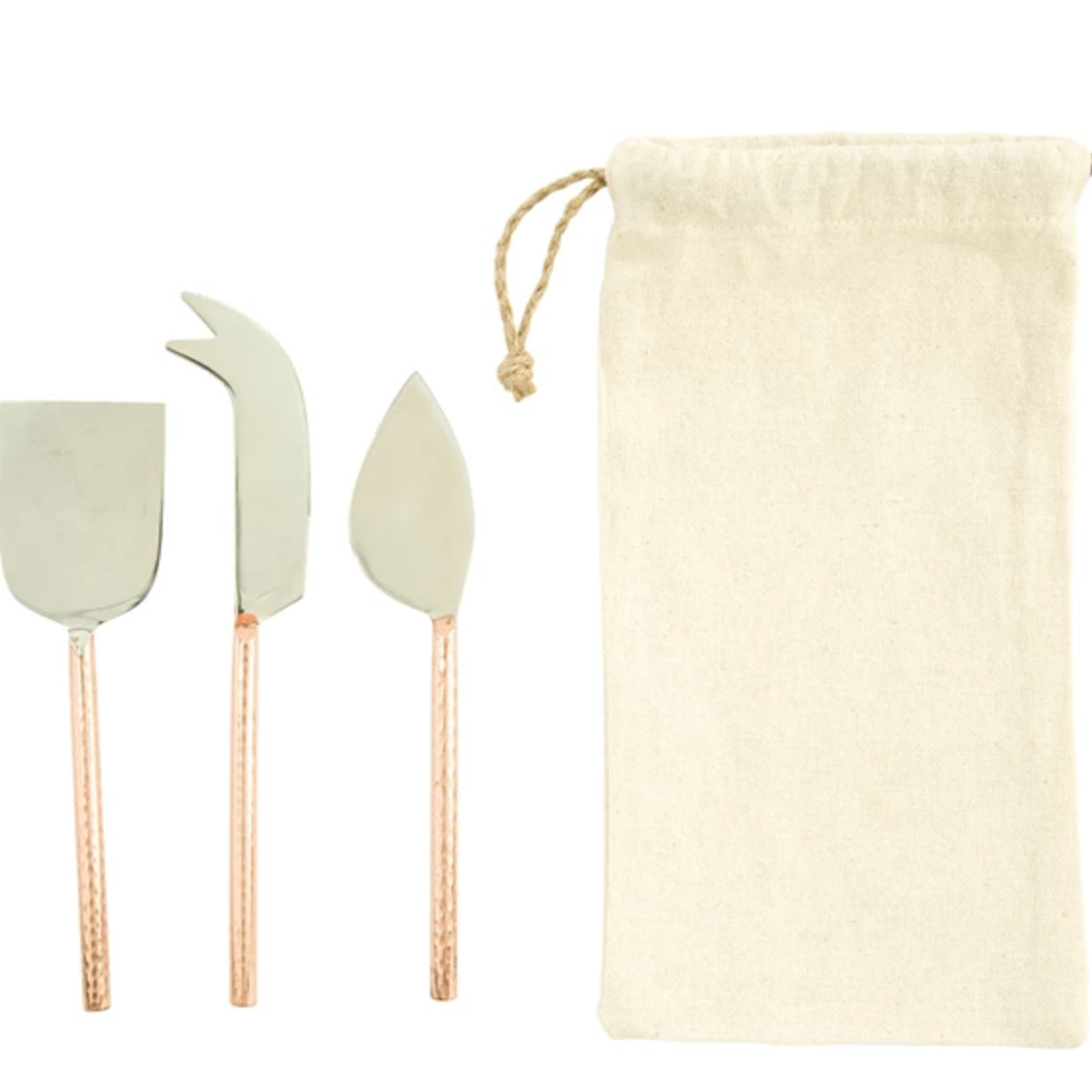 Creative Co-Op Stainless Steel Cheese Set w/ Copper Handles