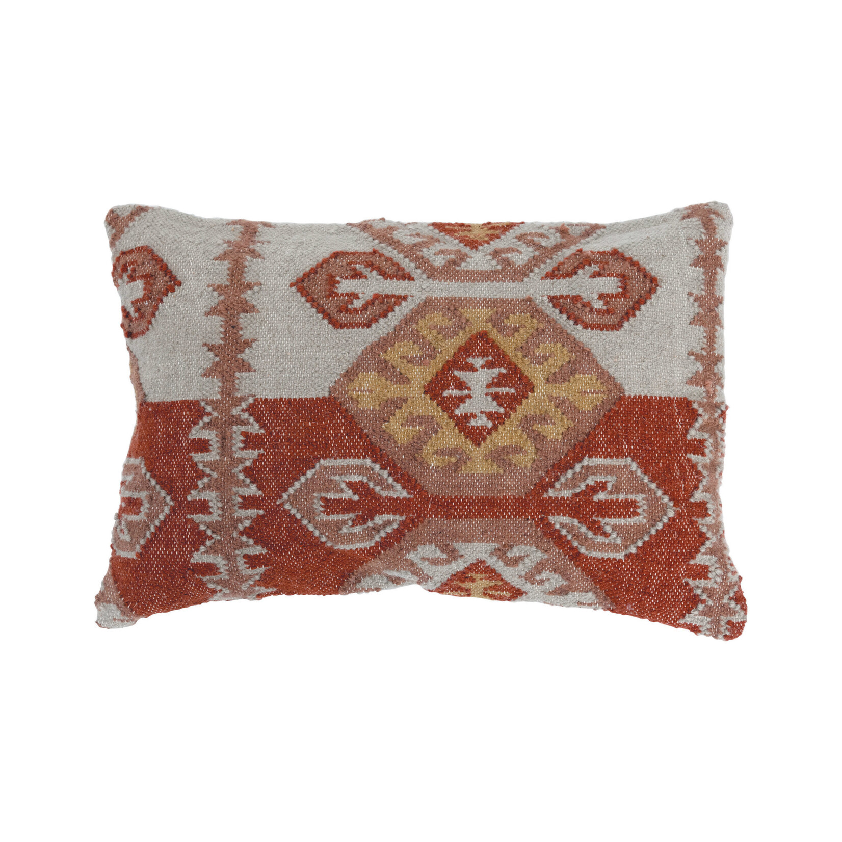 Creative Co-Op Woven Wood Blend Kilim Lumbar Pillow 24 x 16