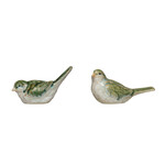Creative Co-Op 6" x 2.75" x "3.25 Green Stoneware Bird Set/2