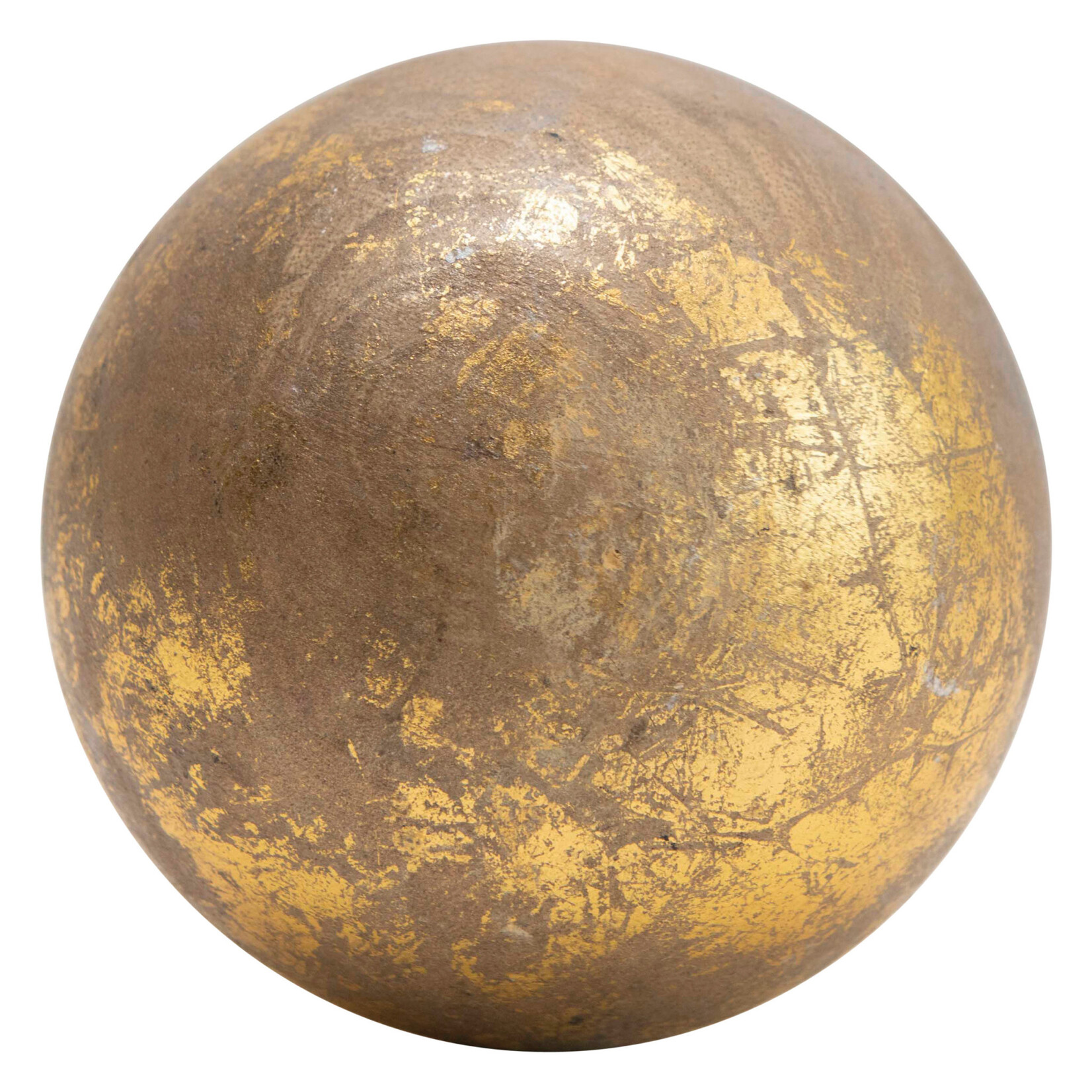 Creative Co-Op 4" Round Mango Wood Orb Gold Foil Finish