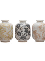 Creative Co-Op Terra-cotta Vase Transfer Ware Pattern Rust