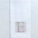 Crown Linen Designs Monogram Linen White Taupe Towel E