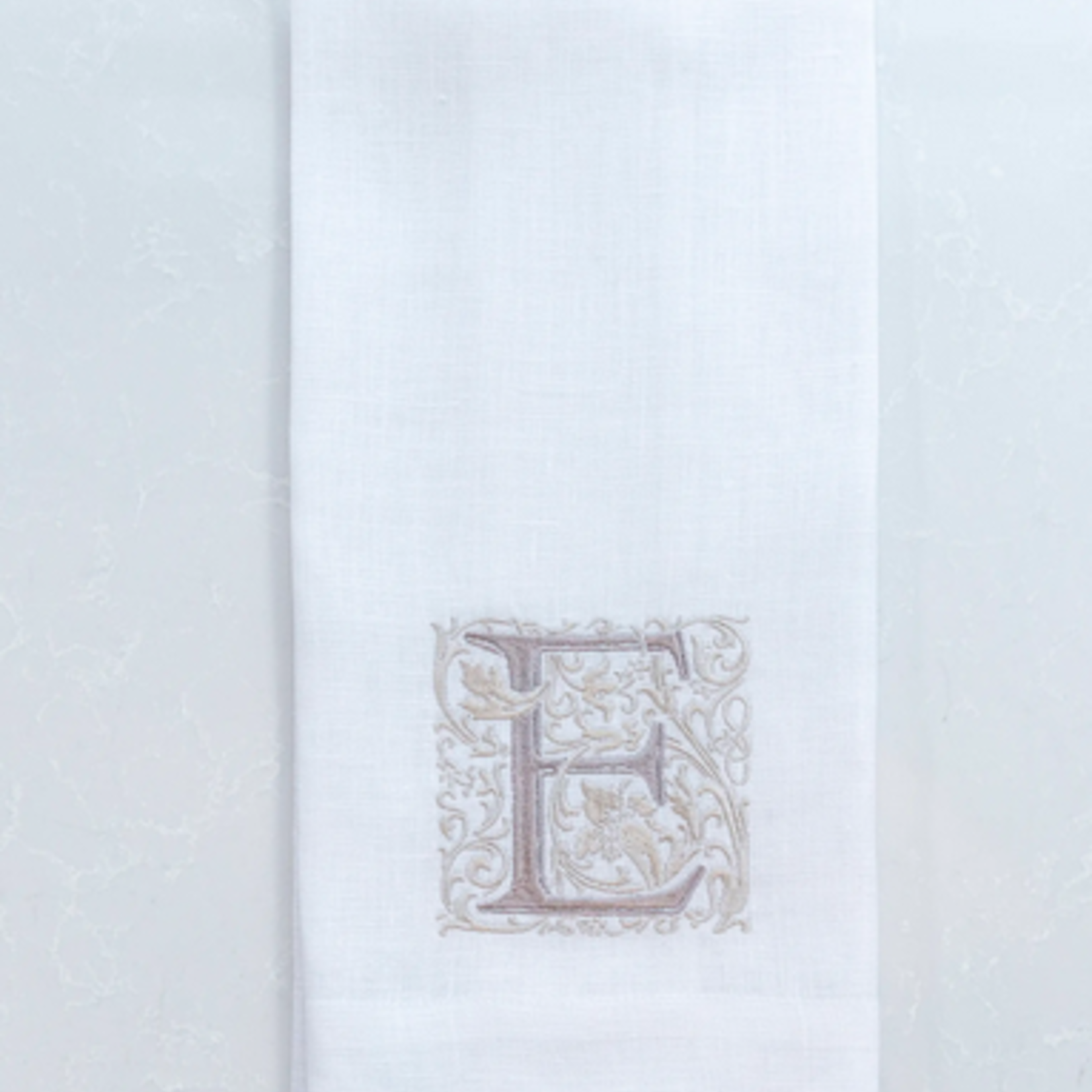 Crown Linen Designs Monogram Linen White Taupe Towel E
