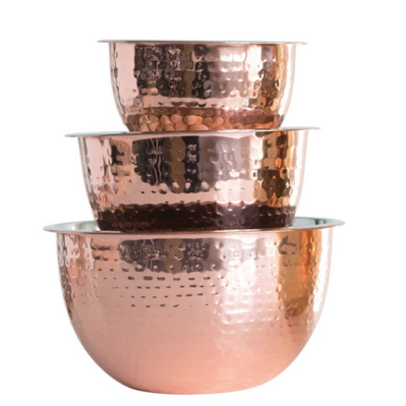 Creative Co-Op Hammered Stanless Steel Bowls w Copper Finish, Set of 3