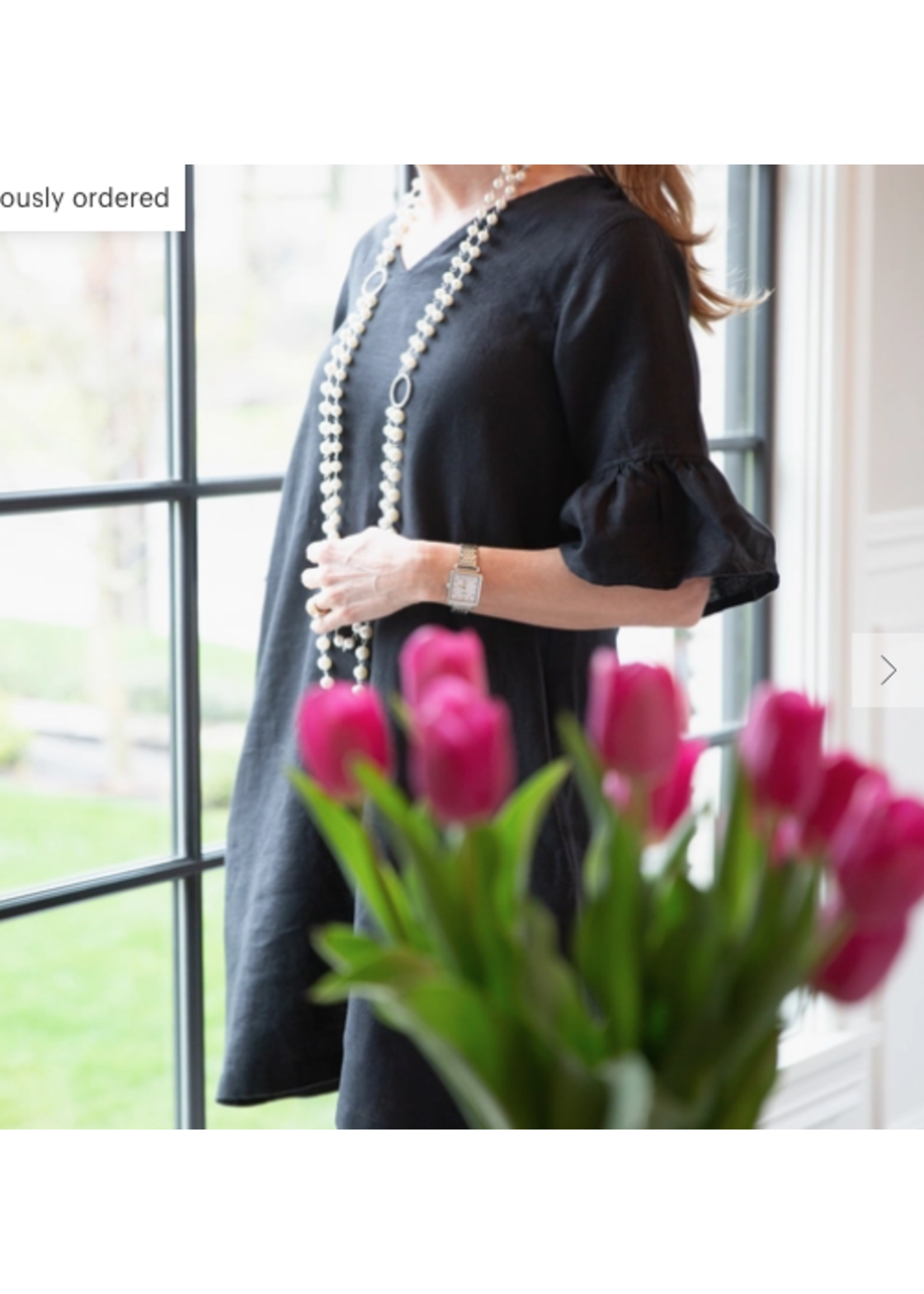 Crown Linen Designs Bethany Linen Dress Black - Medium