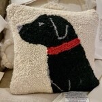 Peking Handicraft Black Dog Hook Pillow 10" x 10"