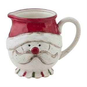 Mud Pie Santa Ceramic Treat Jar - 6" Tall X 4" Diameter, White Holiday Candy Dish With Lid