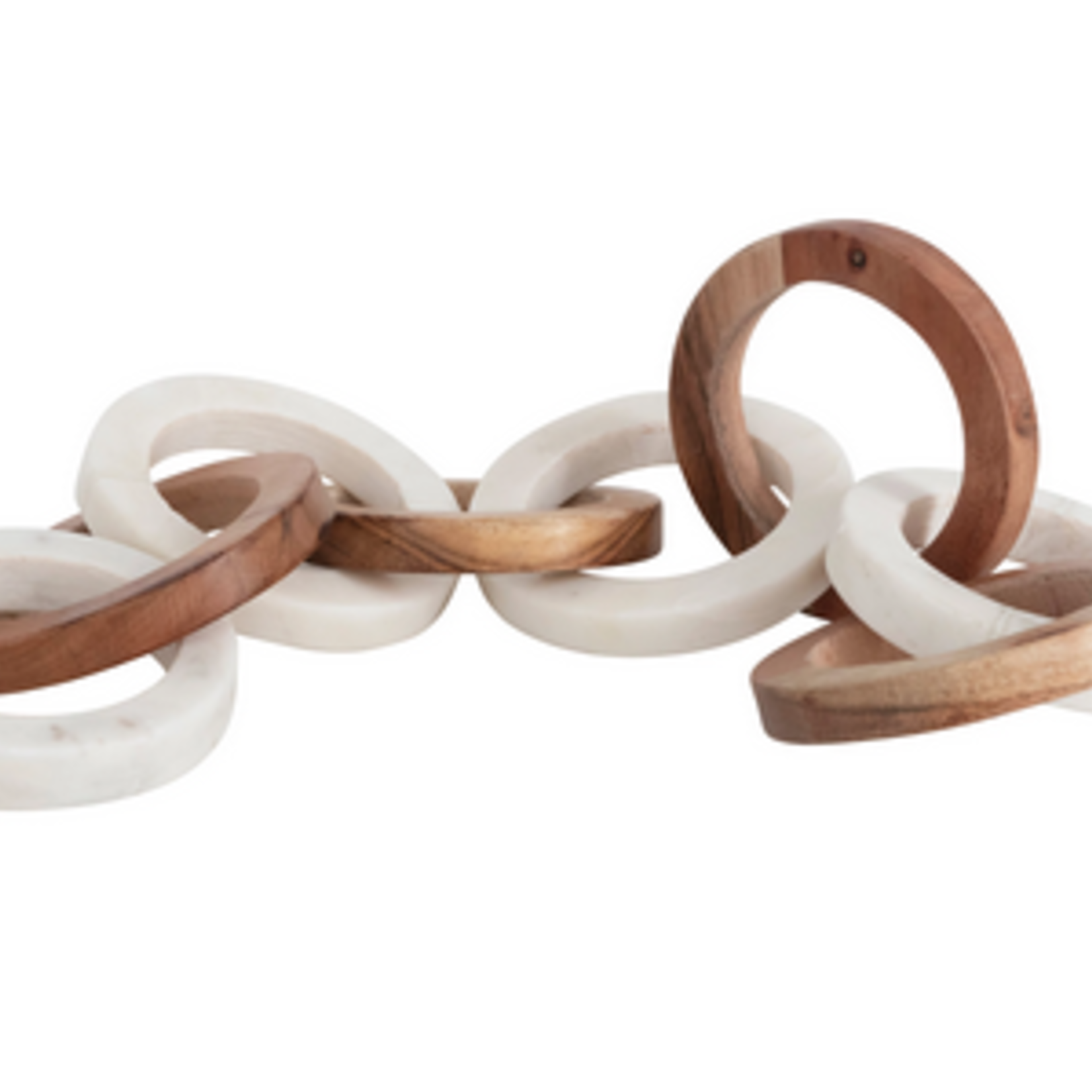 Creative Co-Op Acacia Wood and Marble Chain with 8 Links