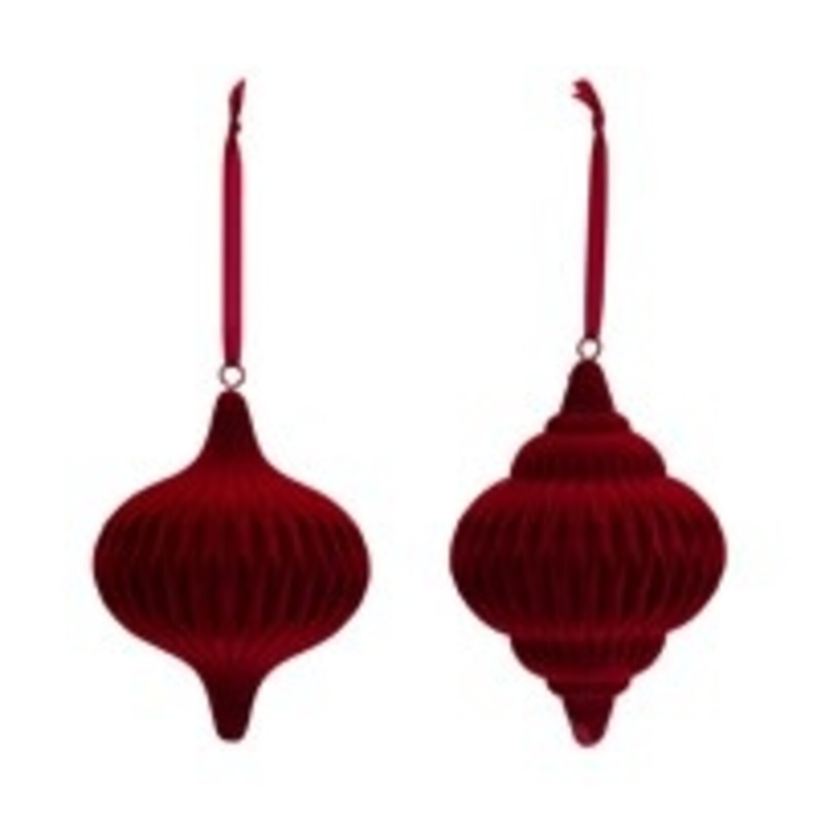Melrose Drop Red Flocked Ornament 2 Styles