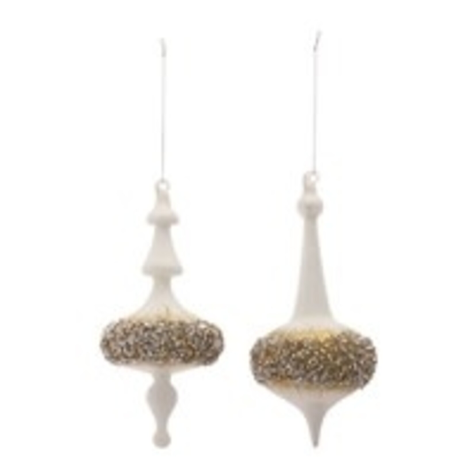 Melrose White/Gold Finial Ornament -  Choose Style