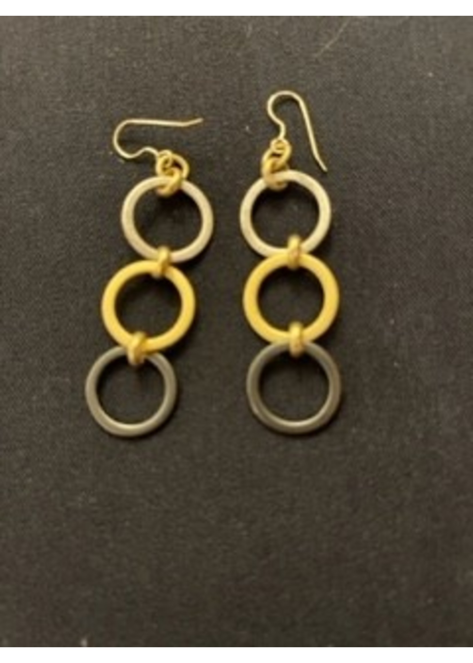 LJ Sonder Max Earrings of silver/gold/black circles
