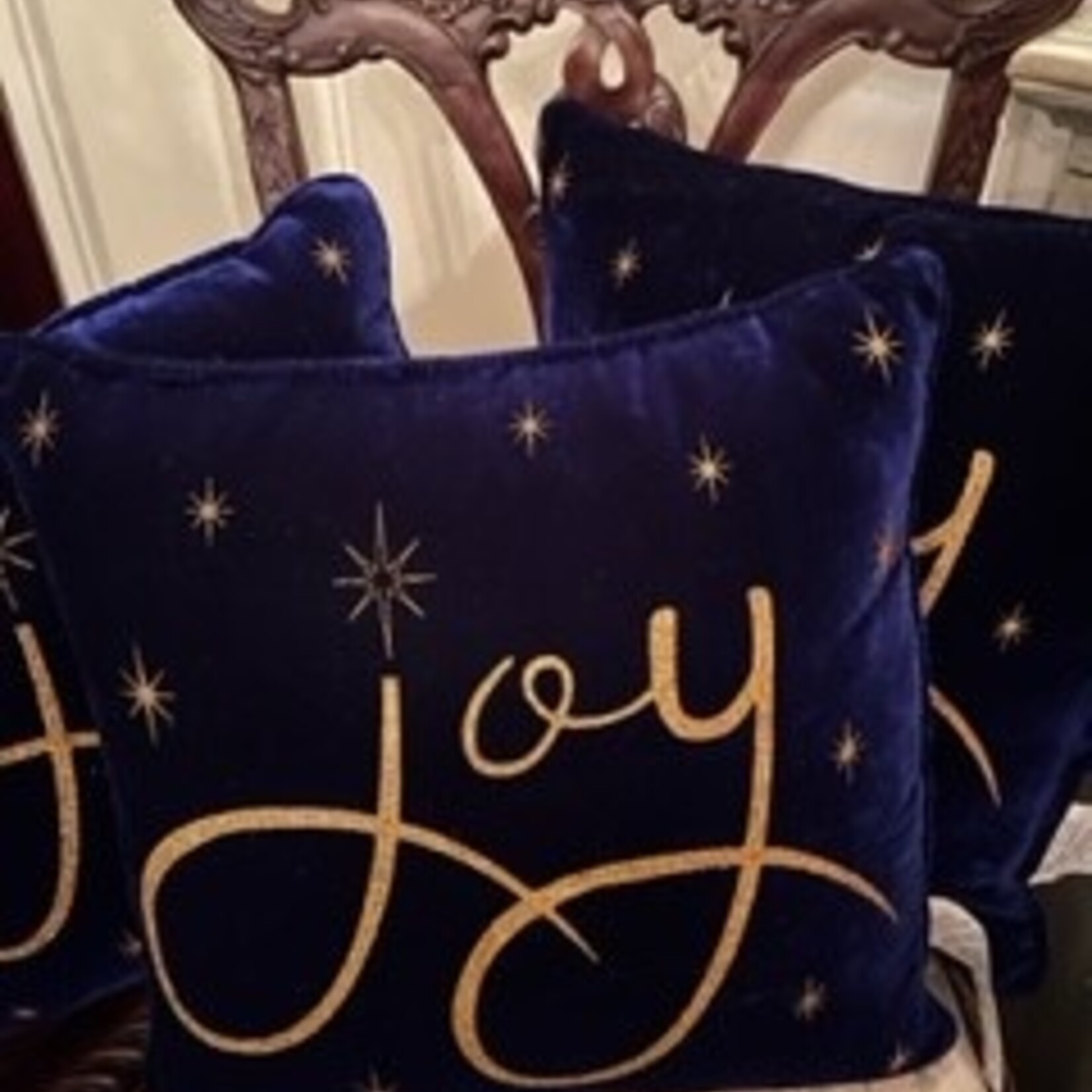 Melrose Blue Velvet Joy Pillow